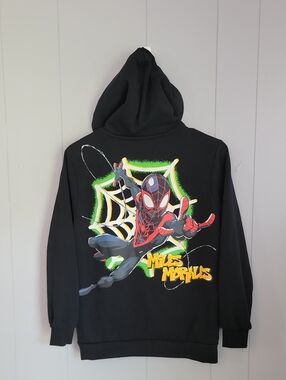 Spider Man Miles Morales Boys Hooded Jacket 14/16 Black Long Sleeve